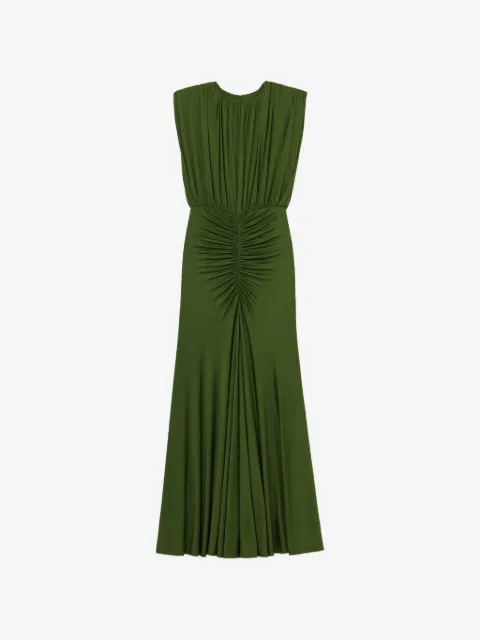 Self-Portrait olive jersey gathered maxi dress