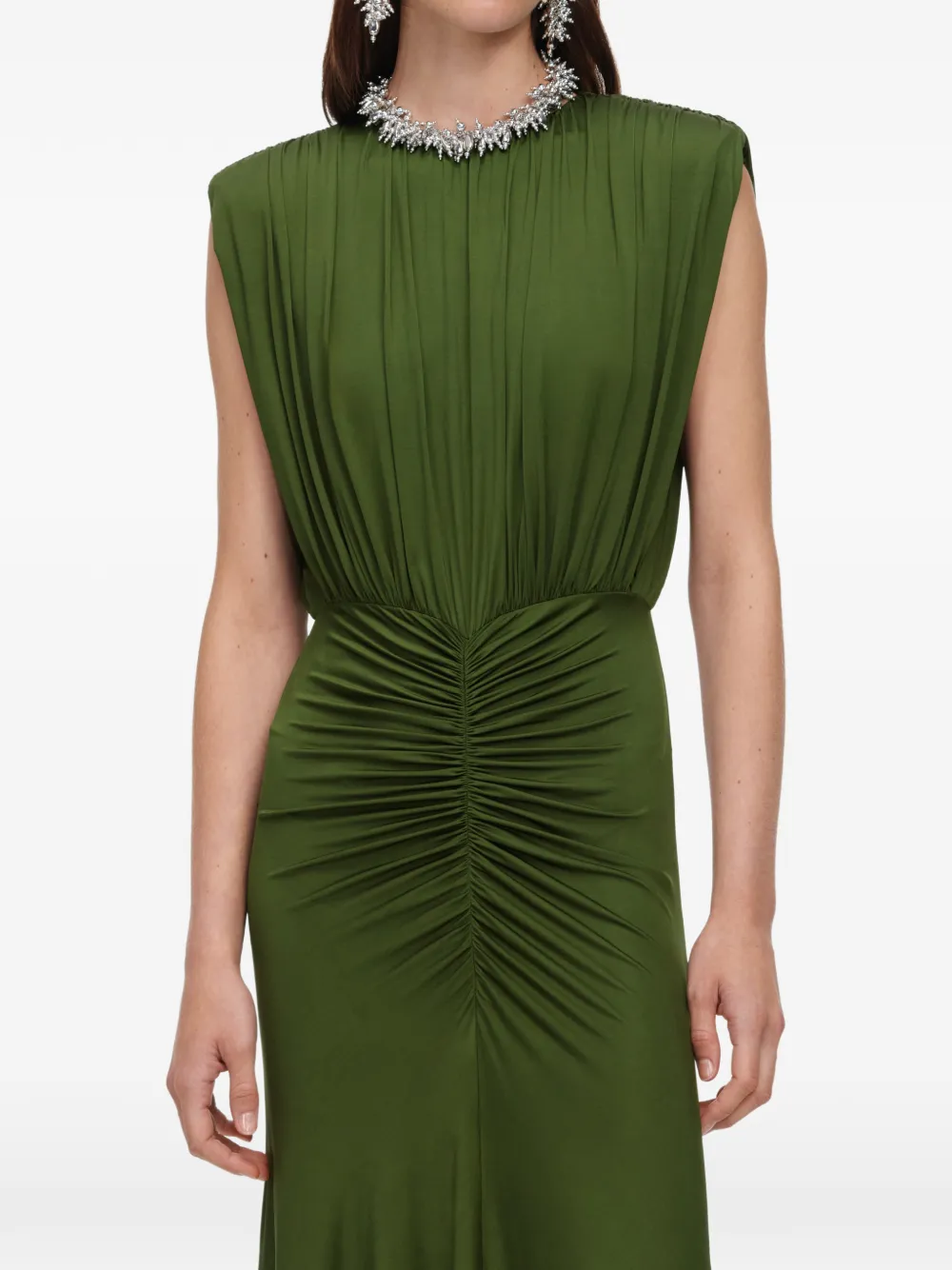 Self-Portrait Gesmockte maxi-jurk van jersey Groen