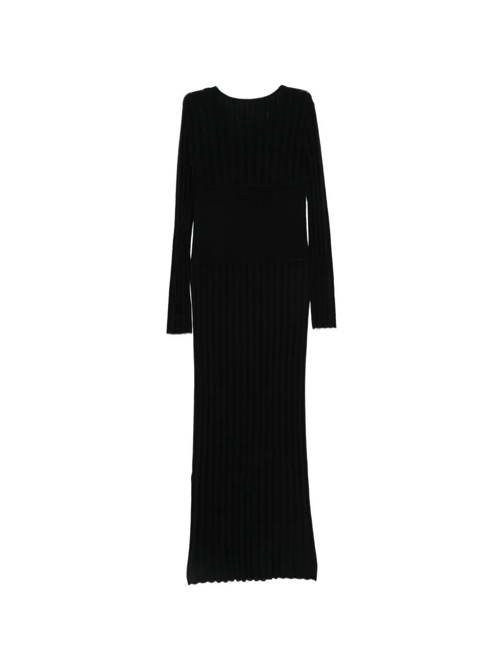 Lisa Yang ribbed-knit long-sleeve maxi dress Zwart