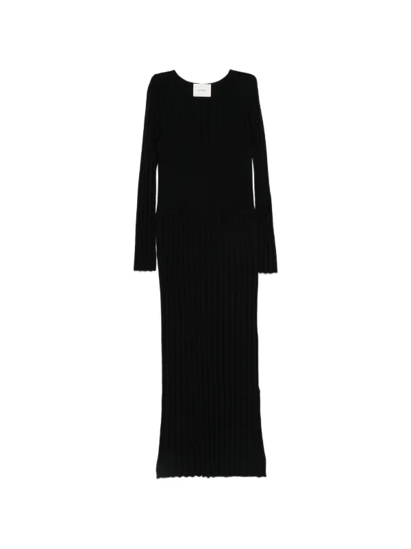 Lisa Yang Ribbed-knit Long-sleeve Maxi Dress in Black
