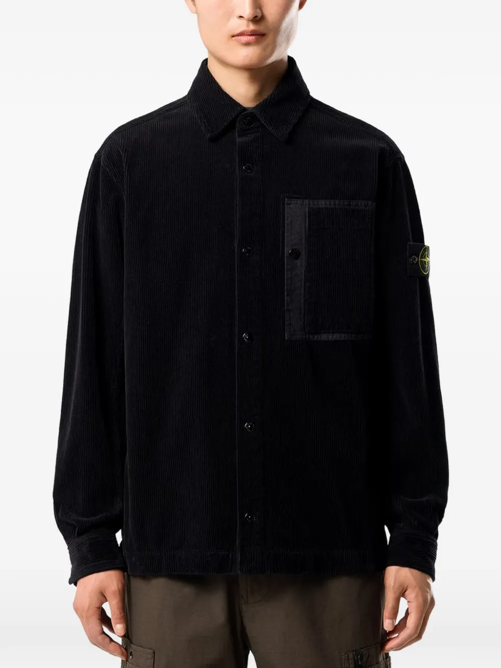 Stone Island 1200016 ribfluwelen 800 shirtjack van biologisch katoen Zwart