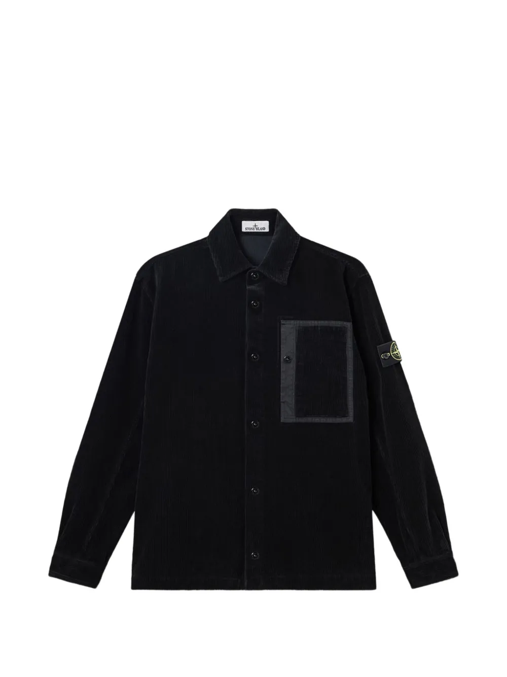 Stone Island corduroy-texture chest-pocket shirt - Schwarz