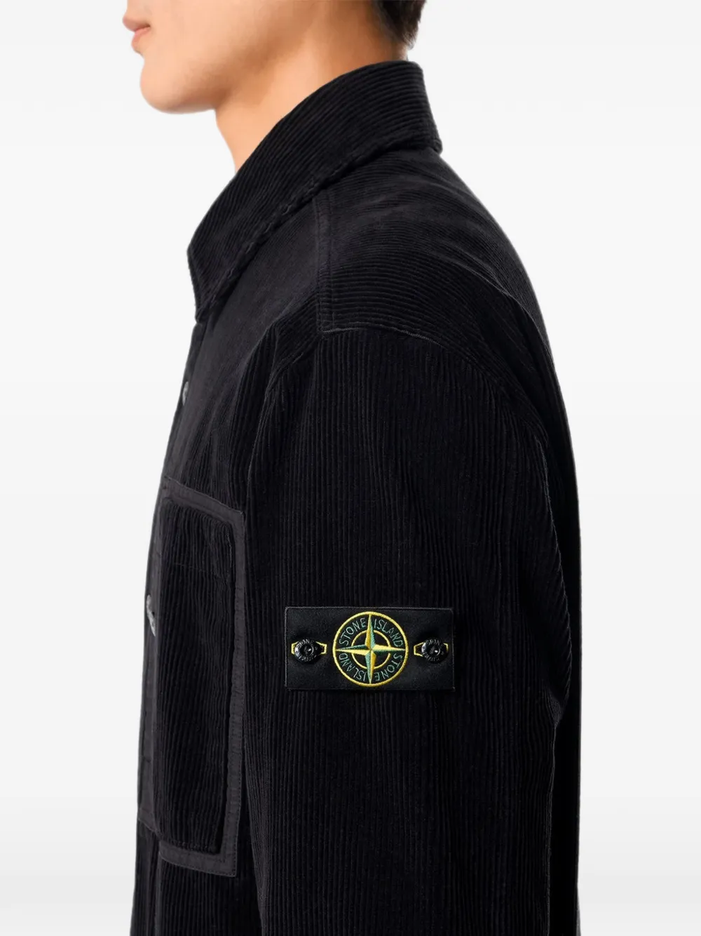 Stone Island 1200016 ribfluwelen 800 shirtjack van biologisch katoen Zwart