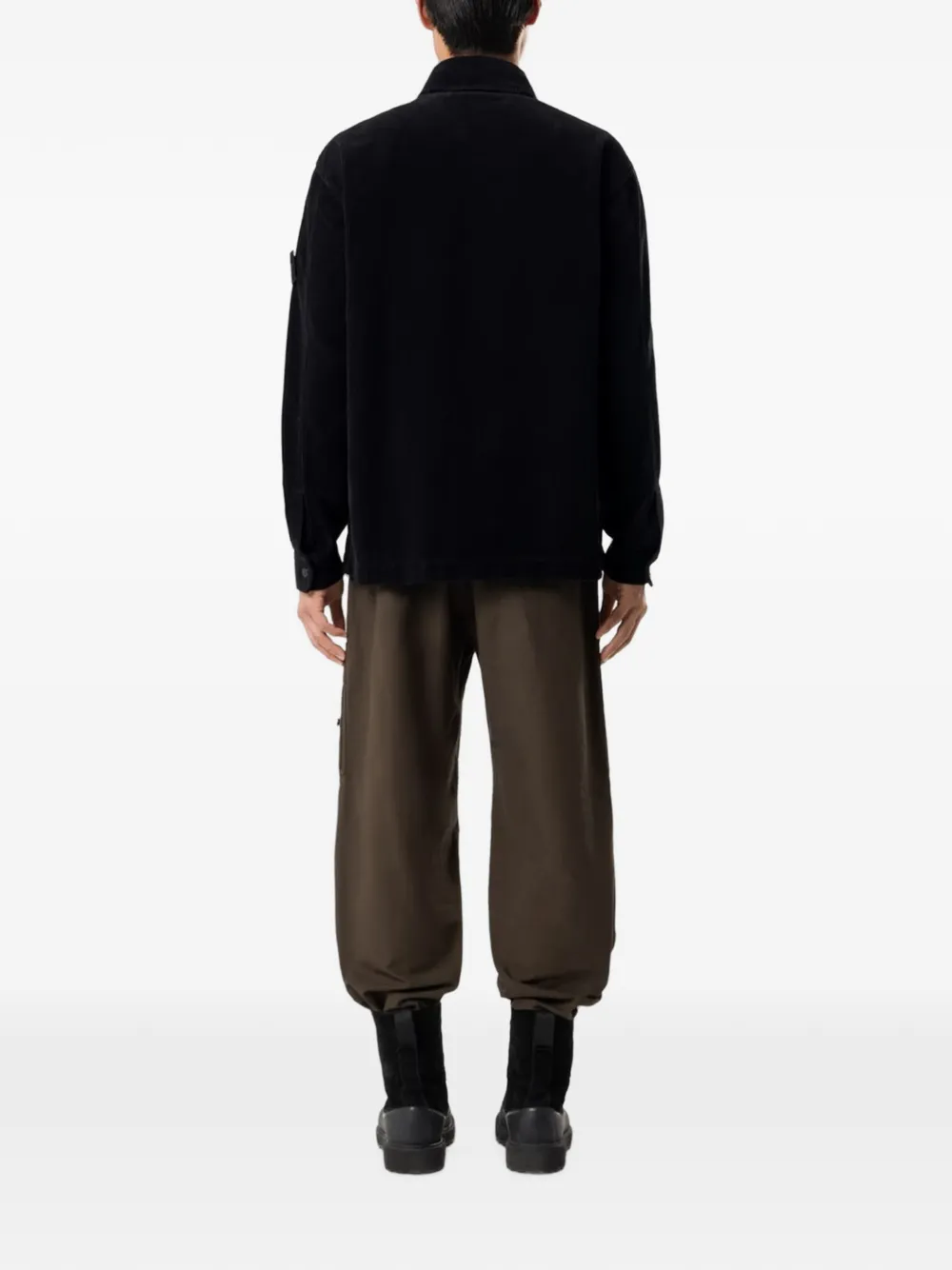 Stone Island 1200016 ribfluwelen 800 shirtjack van biologisch katoen Zwart