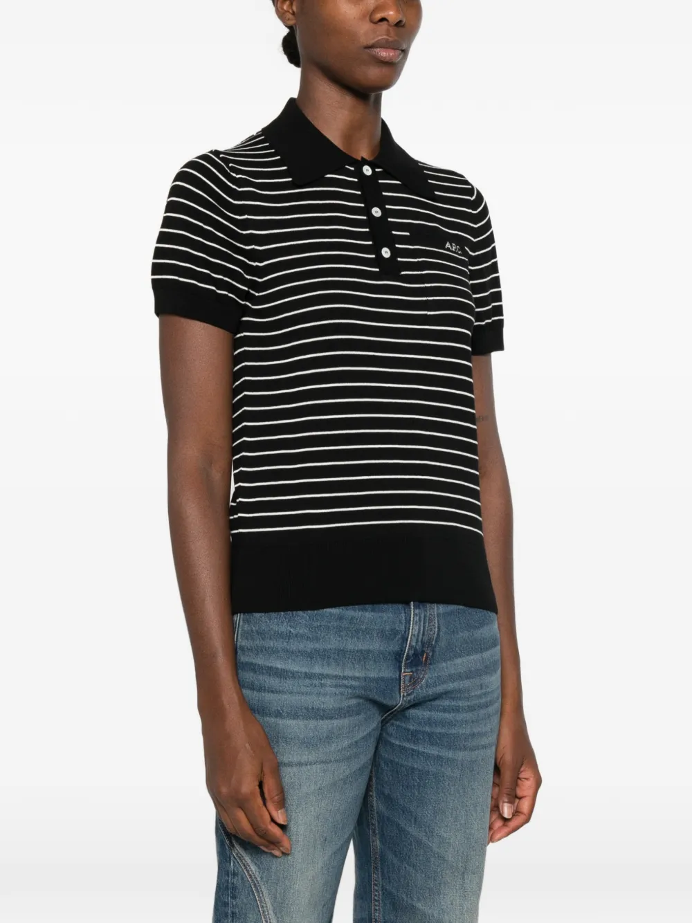 A.P.C. Gestreept poloshirt Zwart