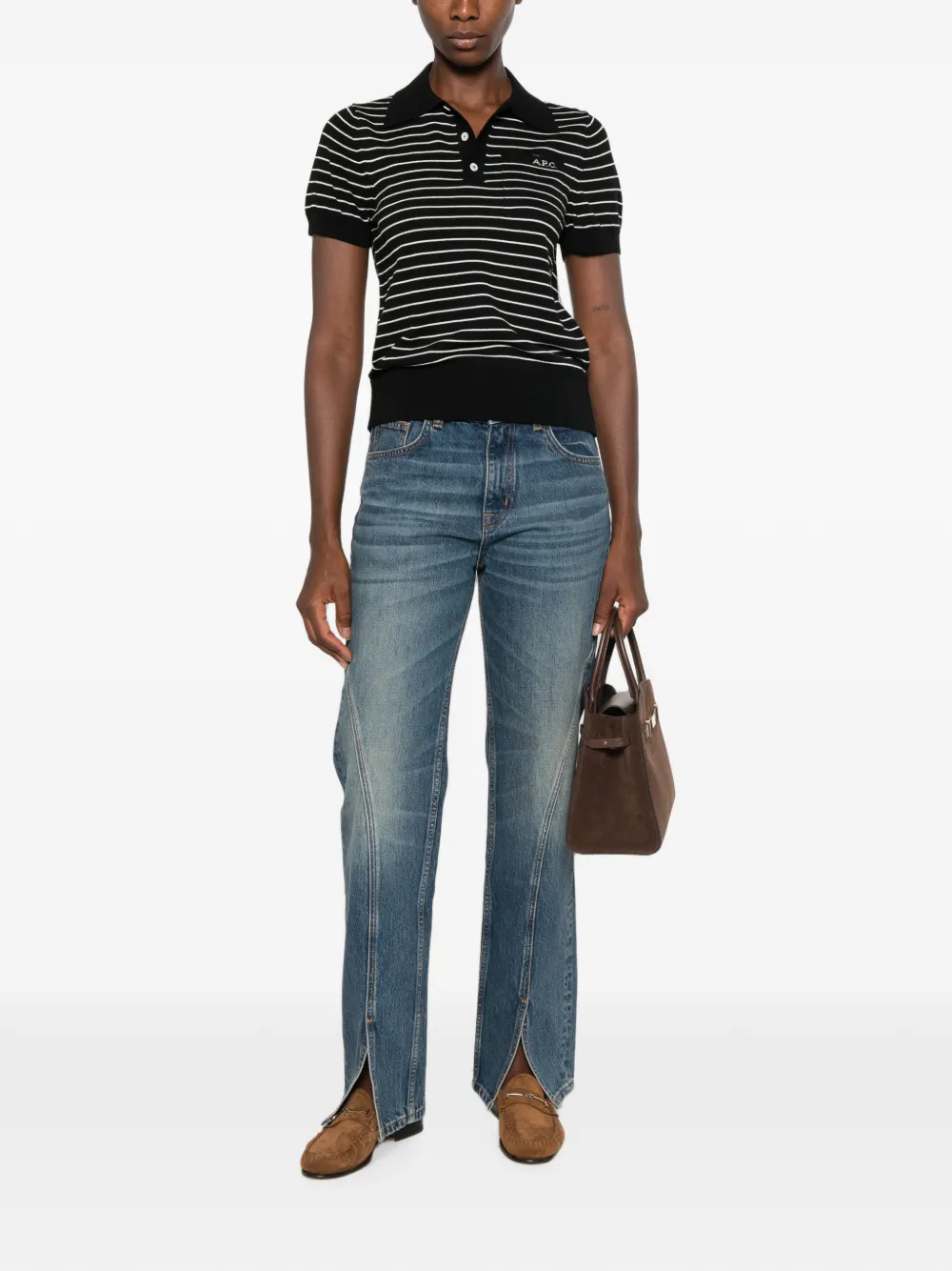 A.P.C. Gestreept poloshirt Zwart
