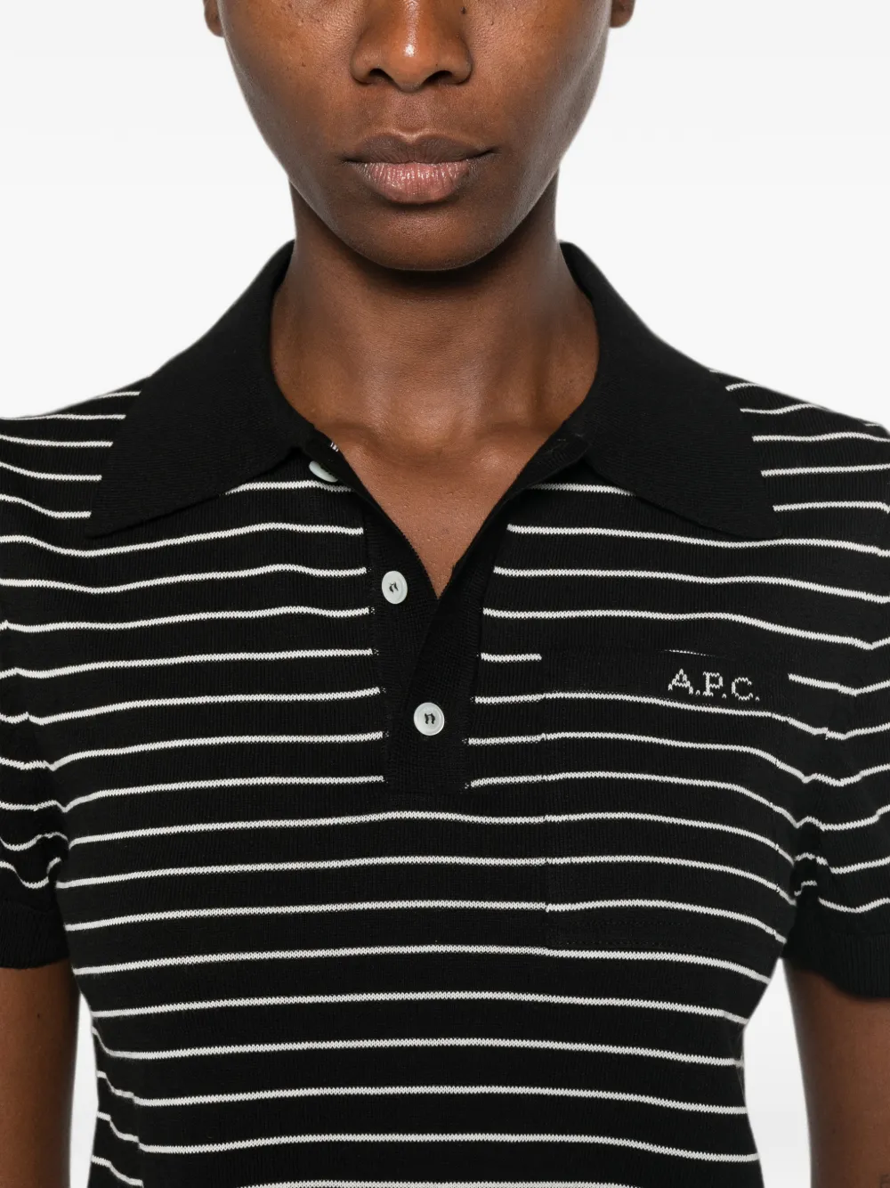 A.P.C. Gestreept poloshirt Zwart