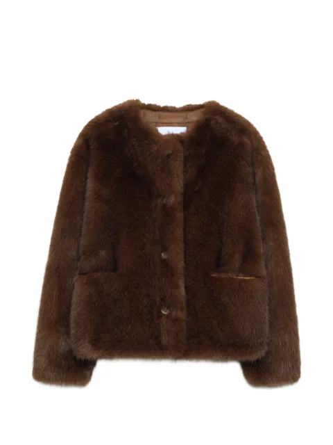 STAND STUDIO Siena faux-fur collarless jacket