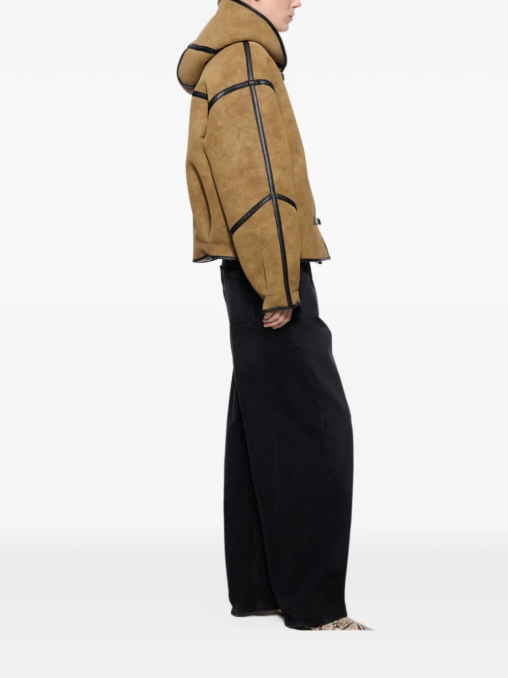 STAND STUDIO Fia toggle-fastening hooded jacket Beige
