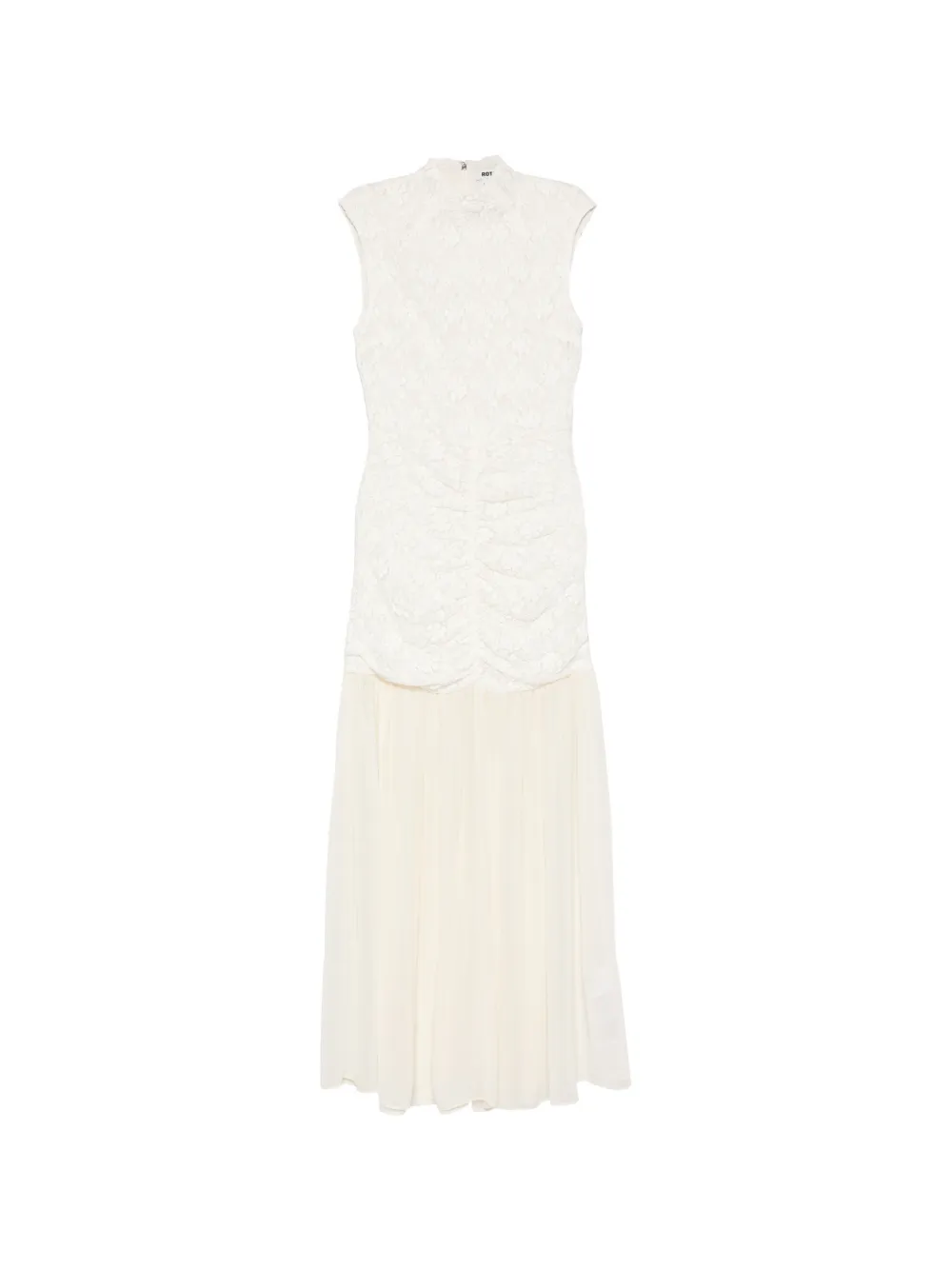 ROTATE BIRGER CHRISTENSEN lace-panelled ruched maxi dress - Toni neutri