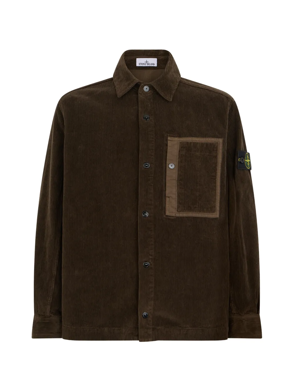 Stone Island 1200016 organische katoenen ribfluwelen 800 shirtjack Bruin