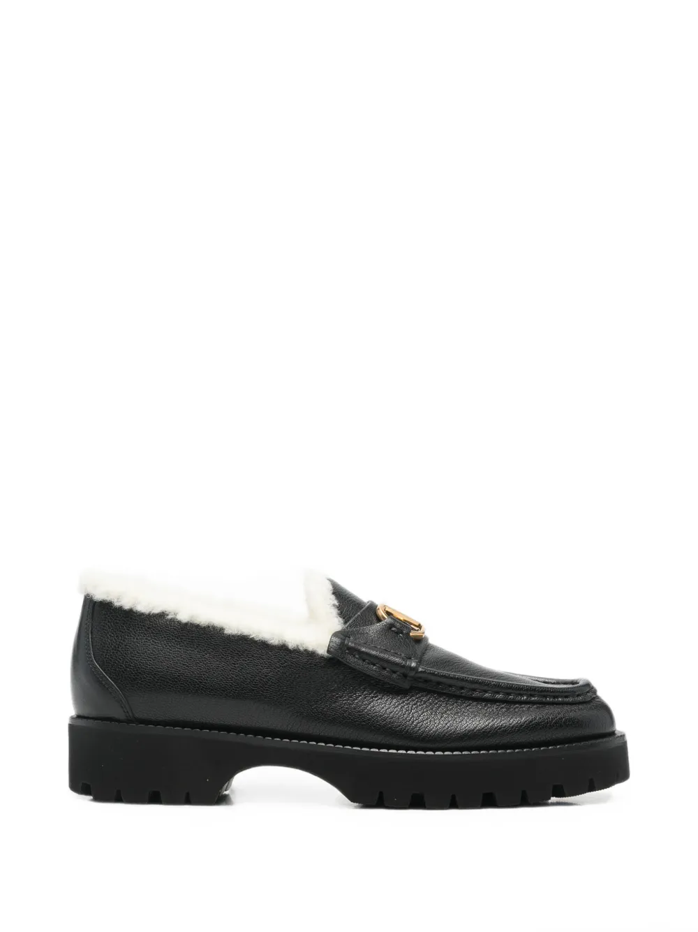 Valentino Garavani VLogo shearling-lined leather loafers - Nero