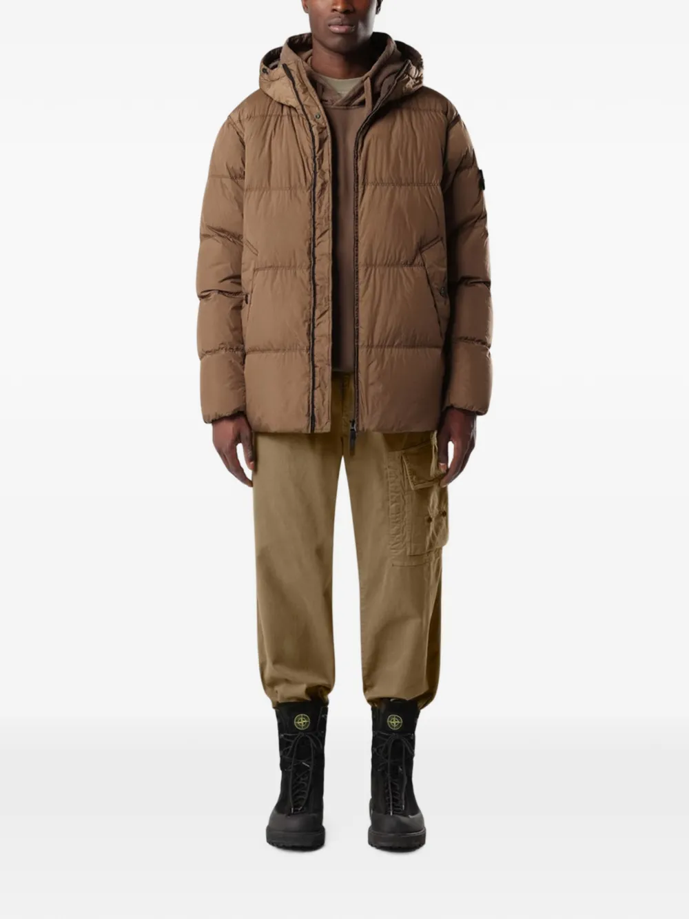 Stone Island 4100037 Reps NY windbestendig donsjack met anti-drop Bruin