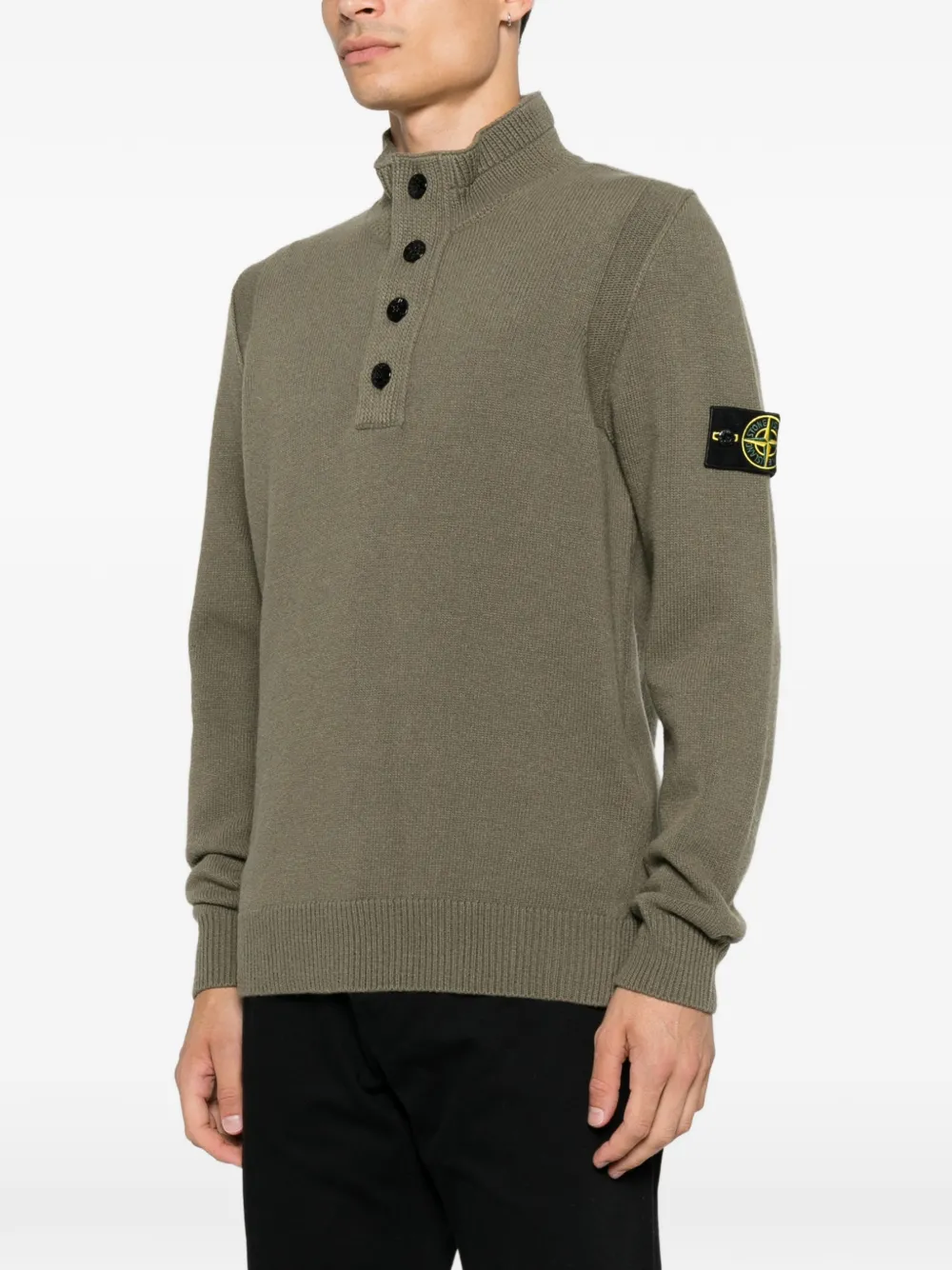 Stone Island Trui met Compass-patch en knopen Groen