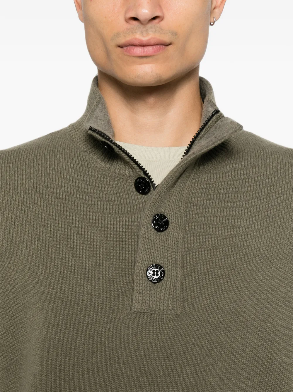 Stone Island Trui met Compass-patch en knopen Groen