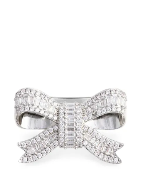 Self-Portrait crystal-embellished bow brooch