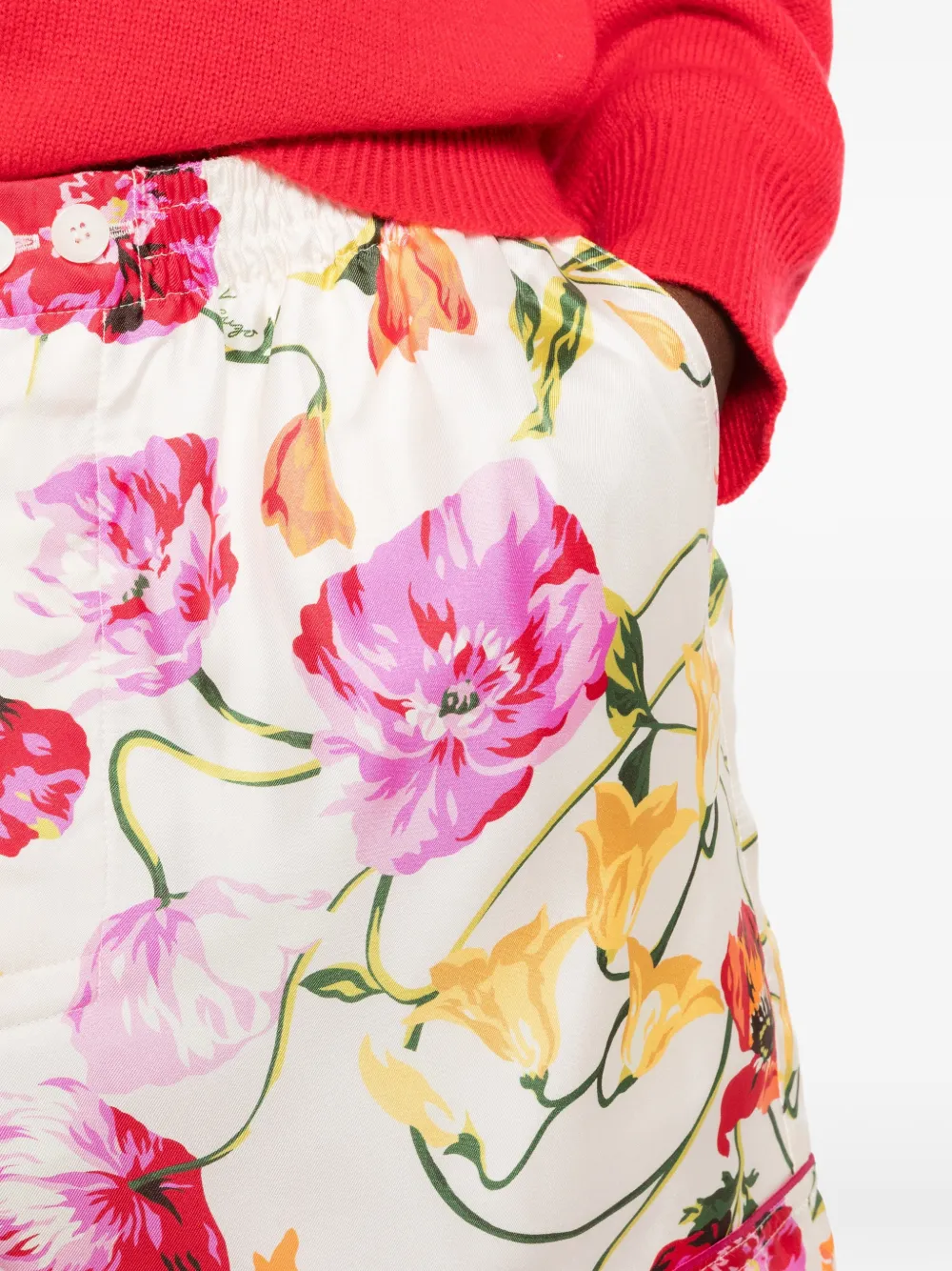 Kenzo Shorts met bloemenprint en zak Beige