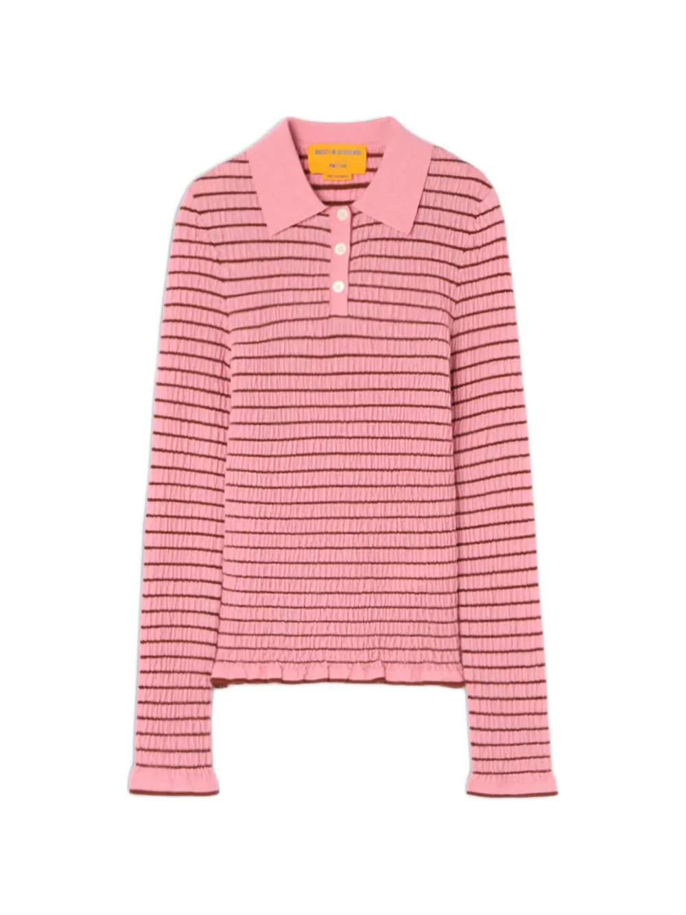 Guest In Residence striped shirred polo shirt - Rosa