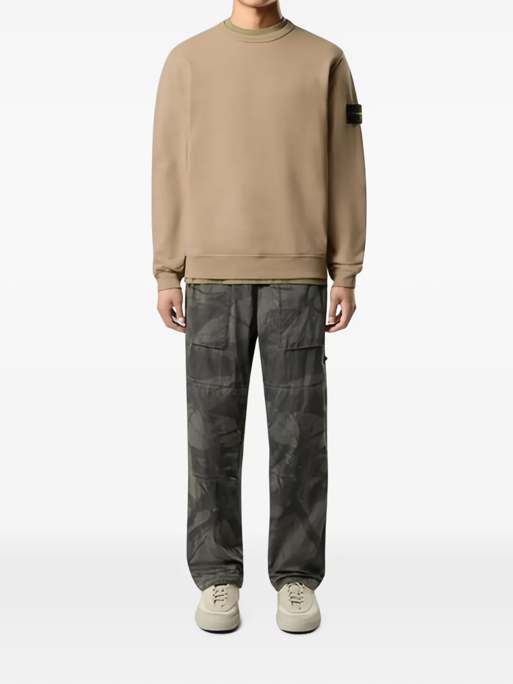 Stone Island 6100049 geborstelde katoenen-fleece sweater Beige