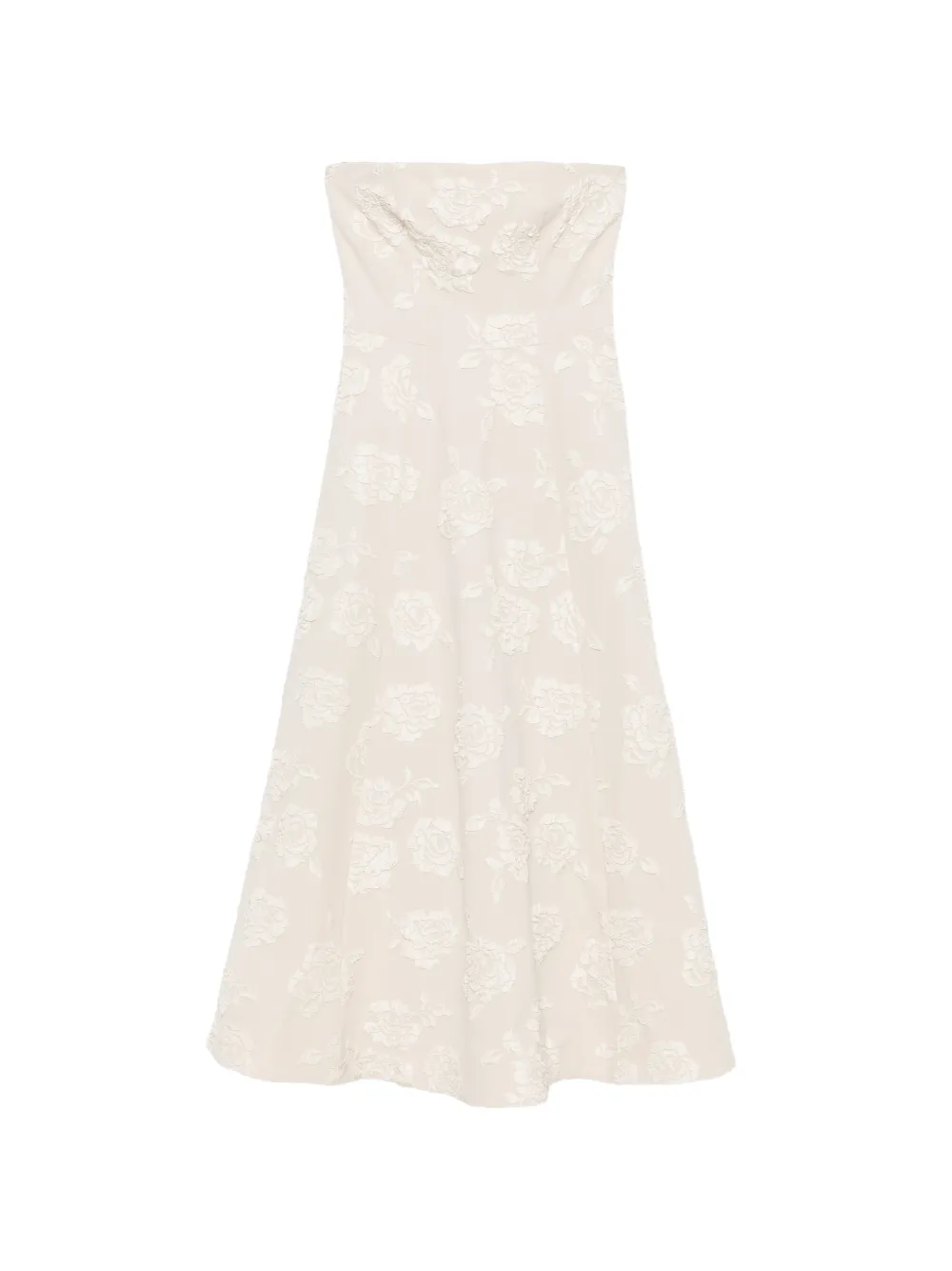 ROTATE BIRGER CHRISTENSEN floral-detail strapless midi dress - Toni neutri