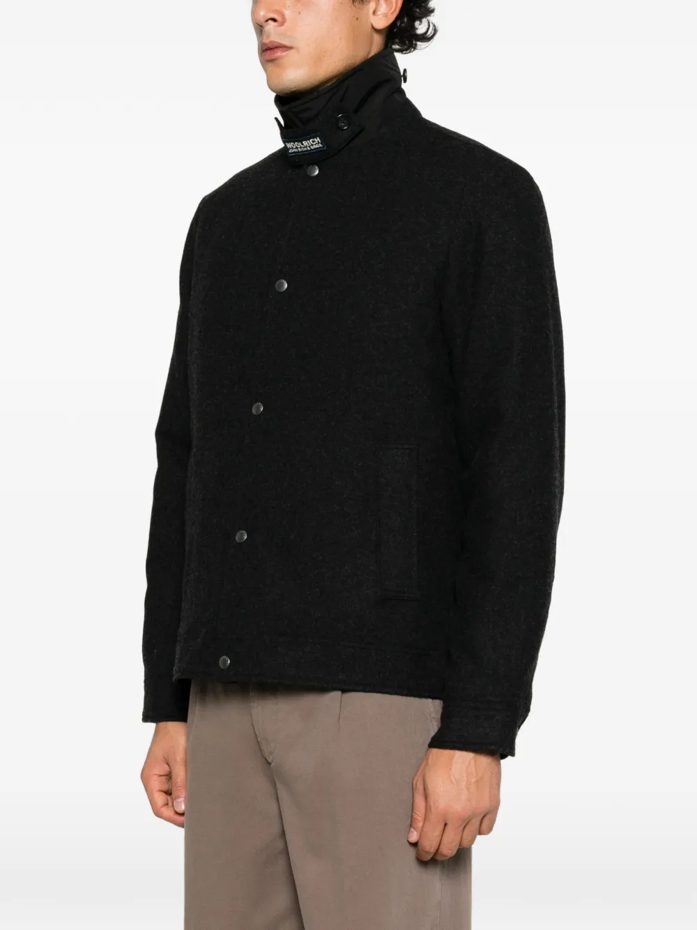 Woolrich button-up wool jacket Zwart