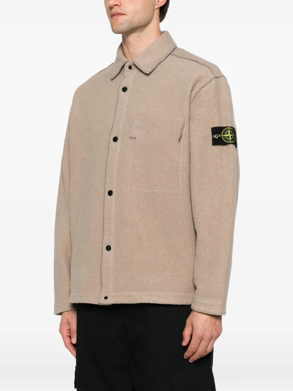 Stone Island Overhemd met logopatch Beige
