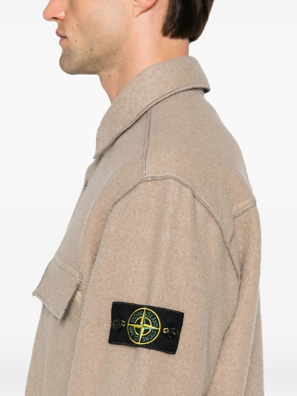 Stone Island Overhemd met logopatch Beige