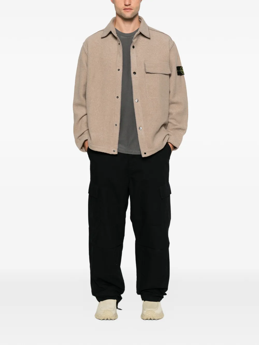 Stone Island Overhemd met logopatch Beige
