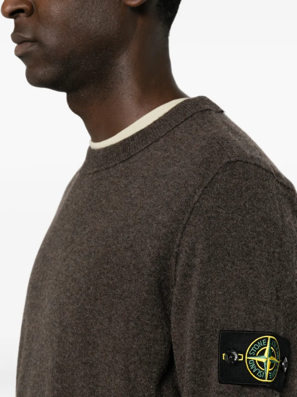 Stone Island Trui met logopatch Bruin