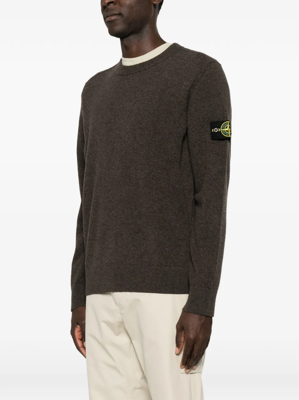 Stone Island Trui met logopatch Bruin