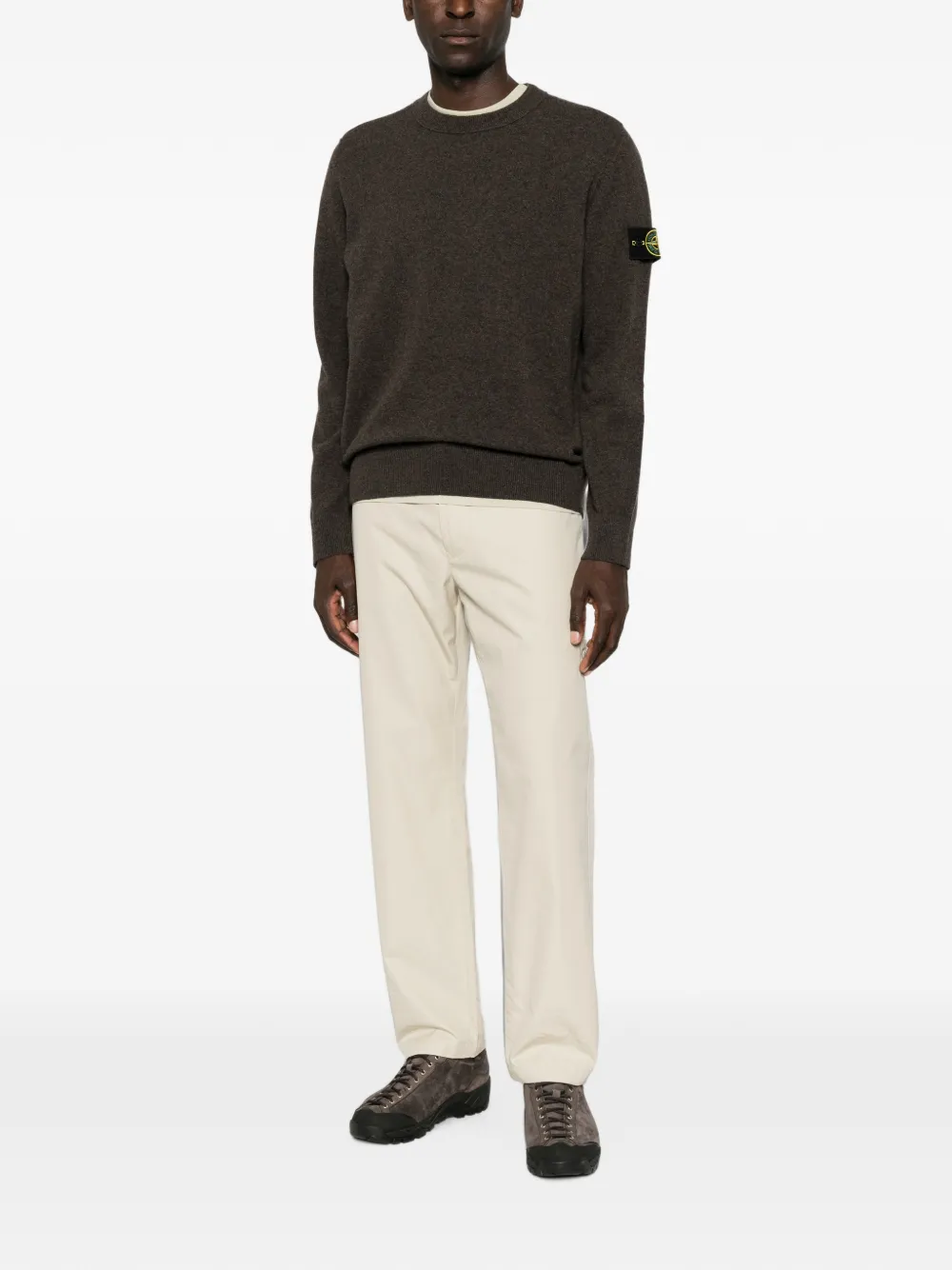 Stone Island Trui met logopatch Bruin