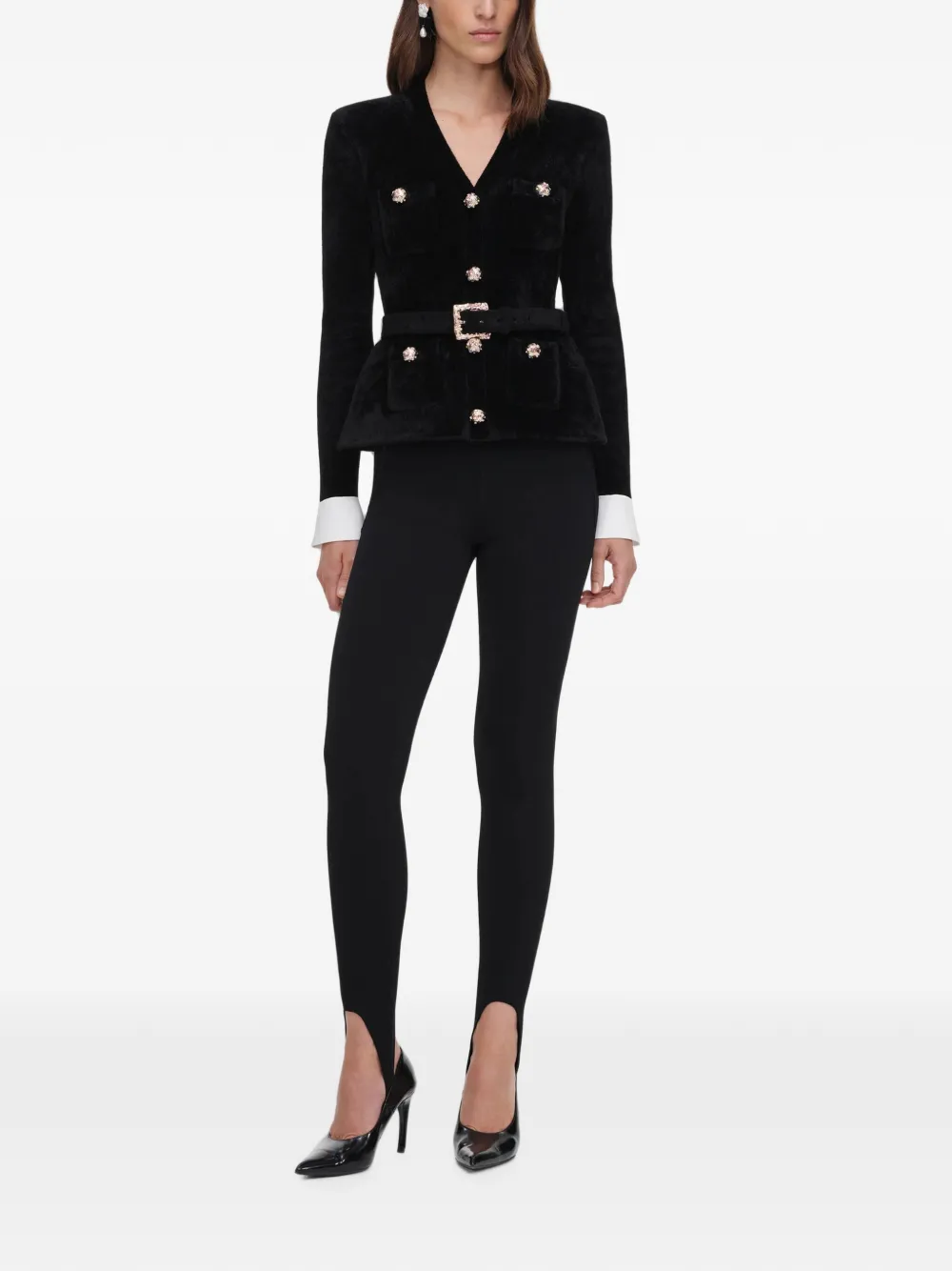 Self-Portrait Chenille gebreide top Zwart
