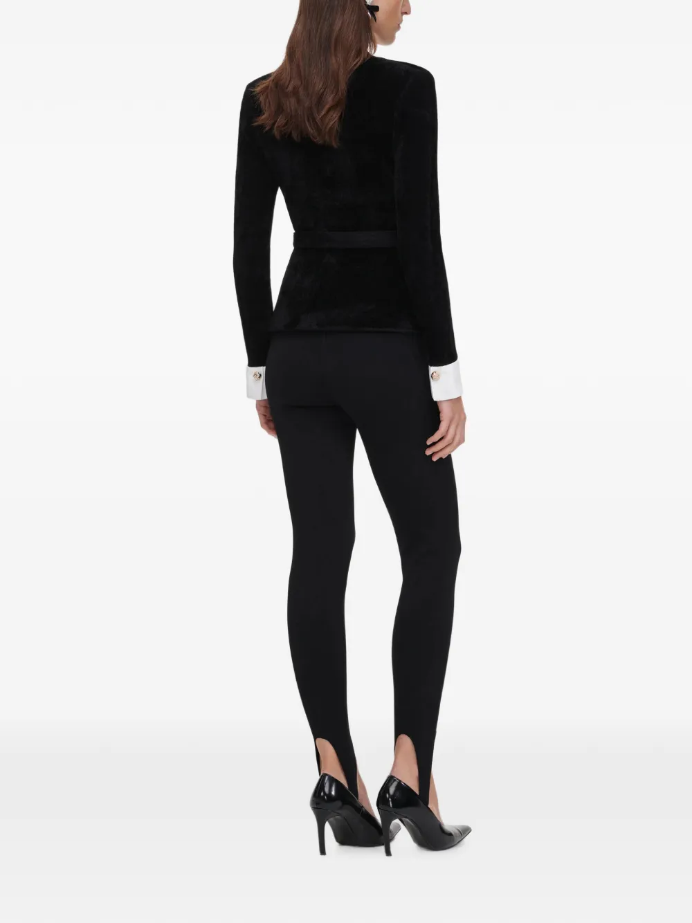 Self-Portrait Chenille gebreide top Zwart