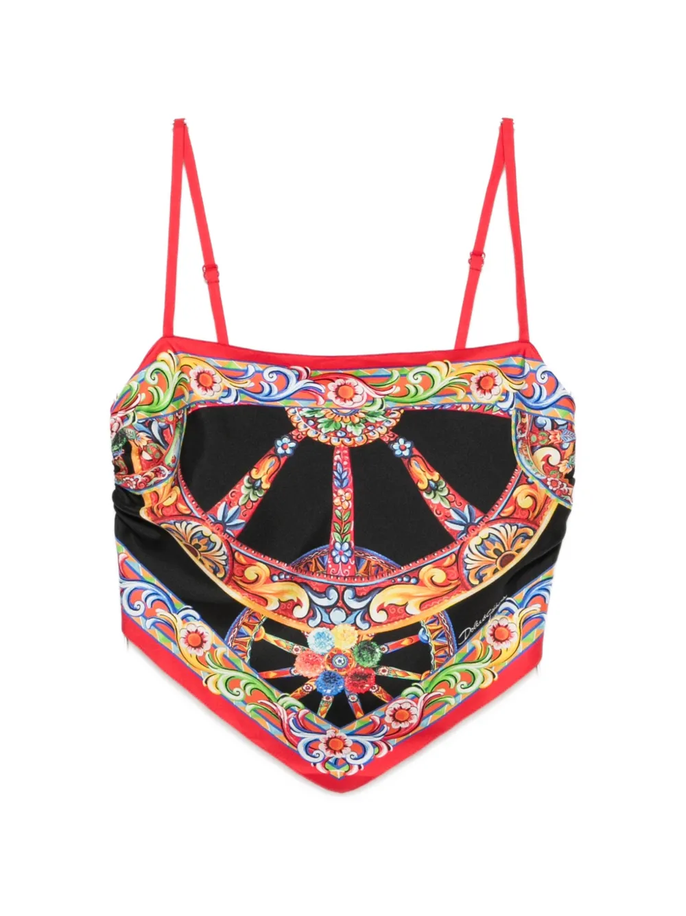 Dolce & Gabbana Carretto-print silk top - Nero