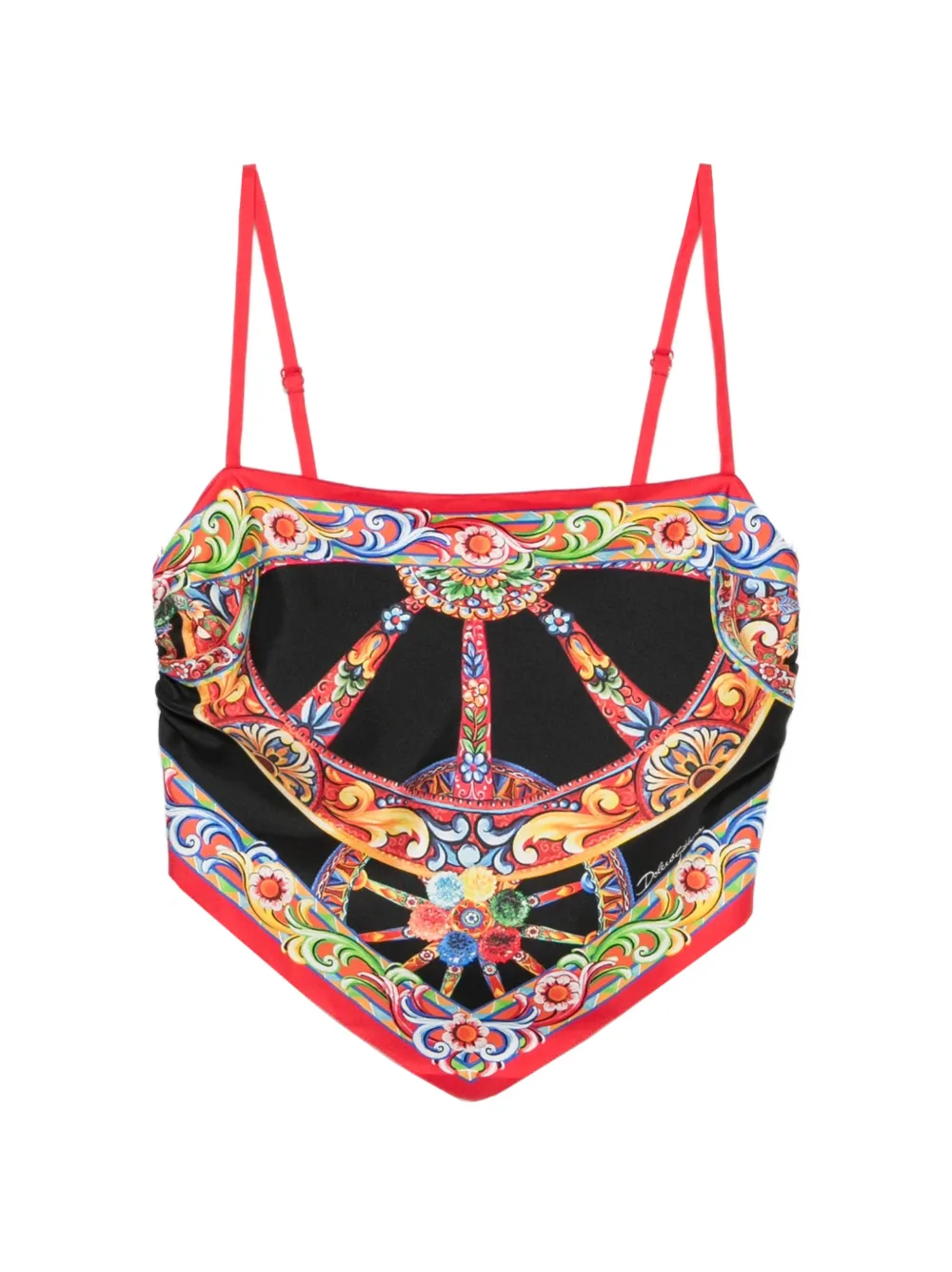 Dolce & Gabbana Carretto-print silk top - Nero