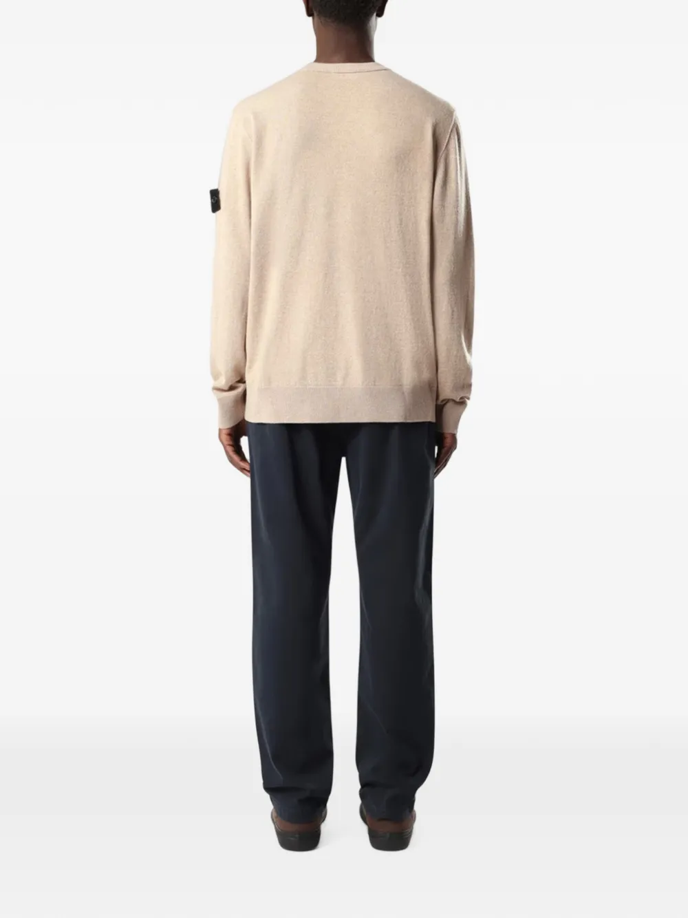 Stone Island 5100021 lichte RWS Geelong wollen ruimvallende trui met ronde hals en geribbelde afwerking Beige