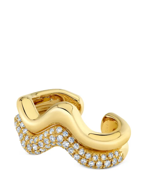 Shay Wave Diamond Ear Cuff in Gold
