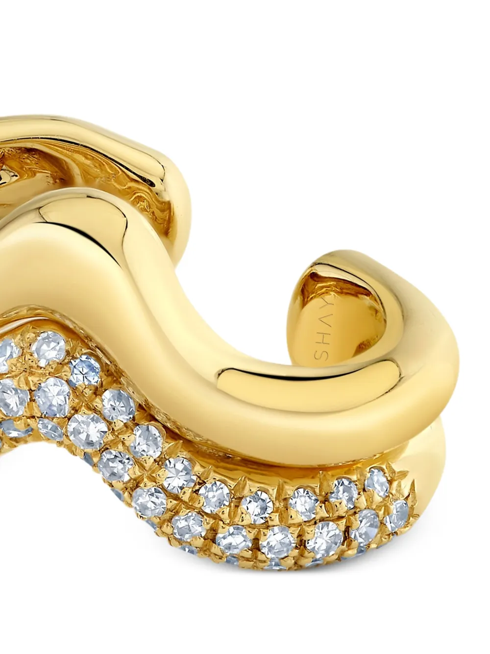 SHAY Wave Diamond Ear Cuff in Gold, view 2