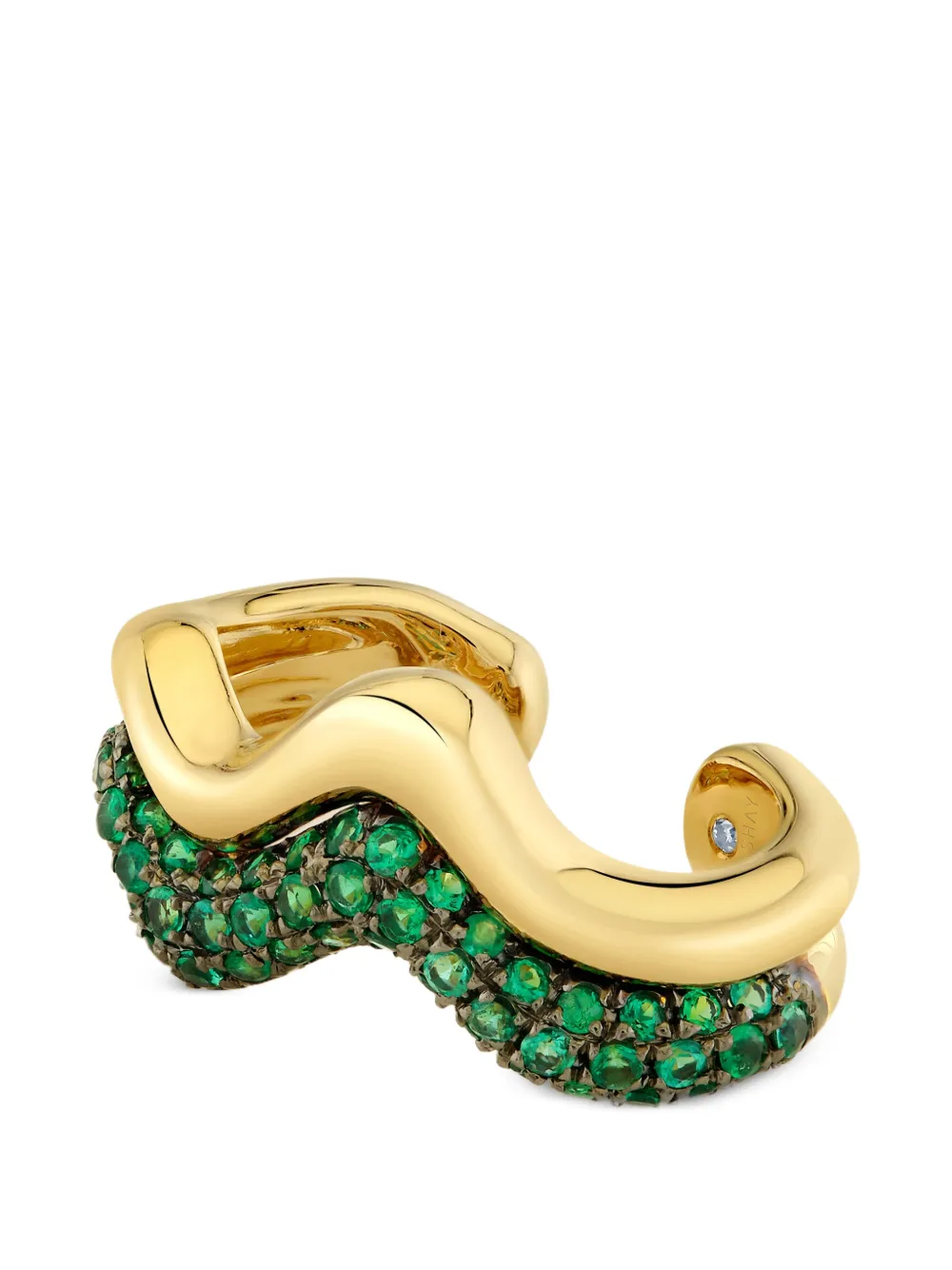 SHAY Wave emerald ear cuff - Gold