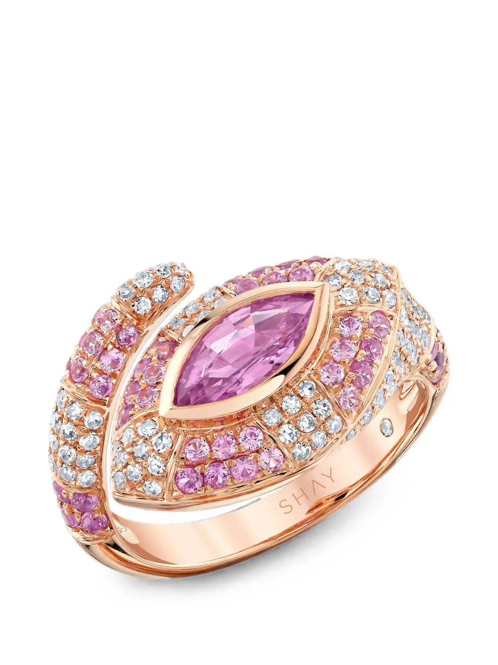 SHAY Evil Eye Ring mit pinkem Saphir und Diamant - Rosa