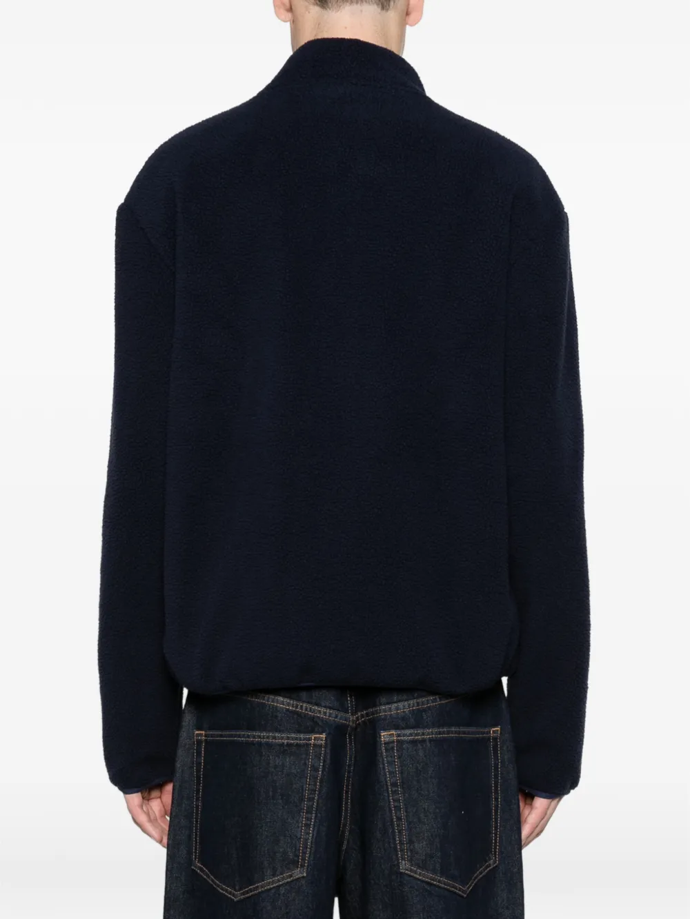 Drôle De Monsieur slogan sherpa zip-up jacket Blauw