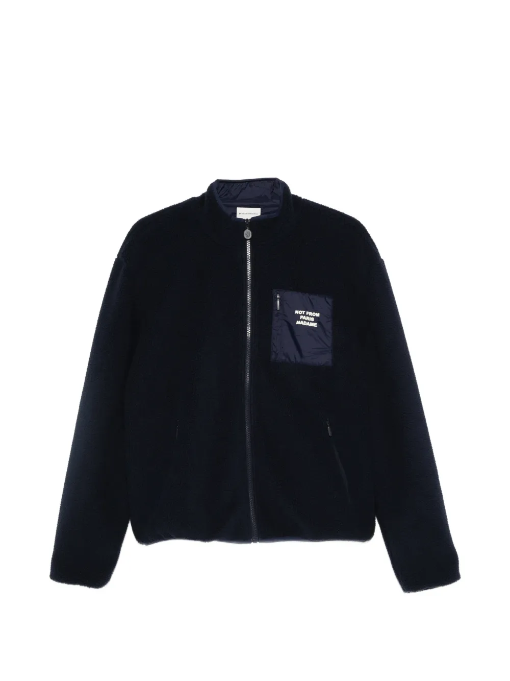 Drôle De Monsieur slogan sherpa zip-up jacket Blauw