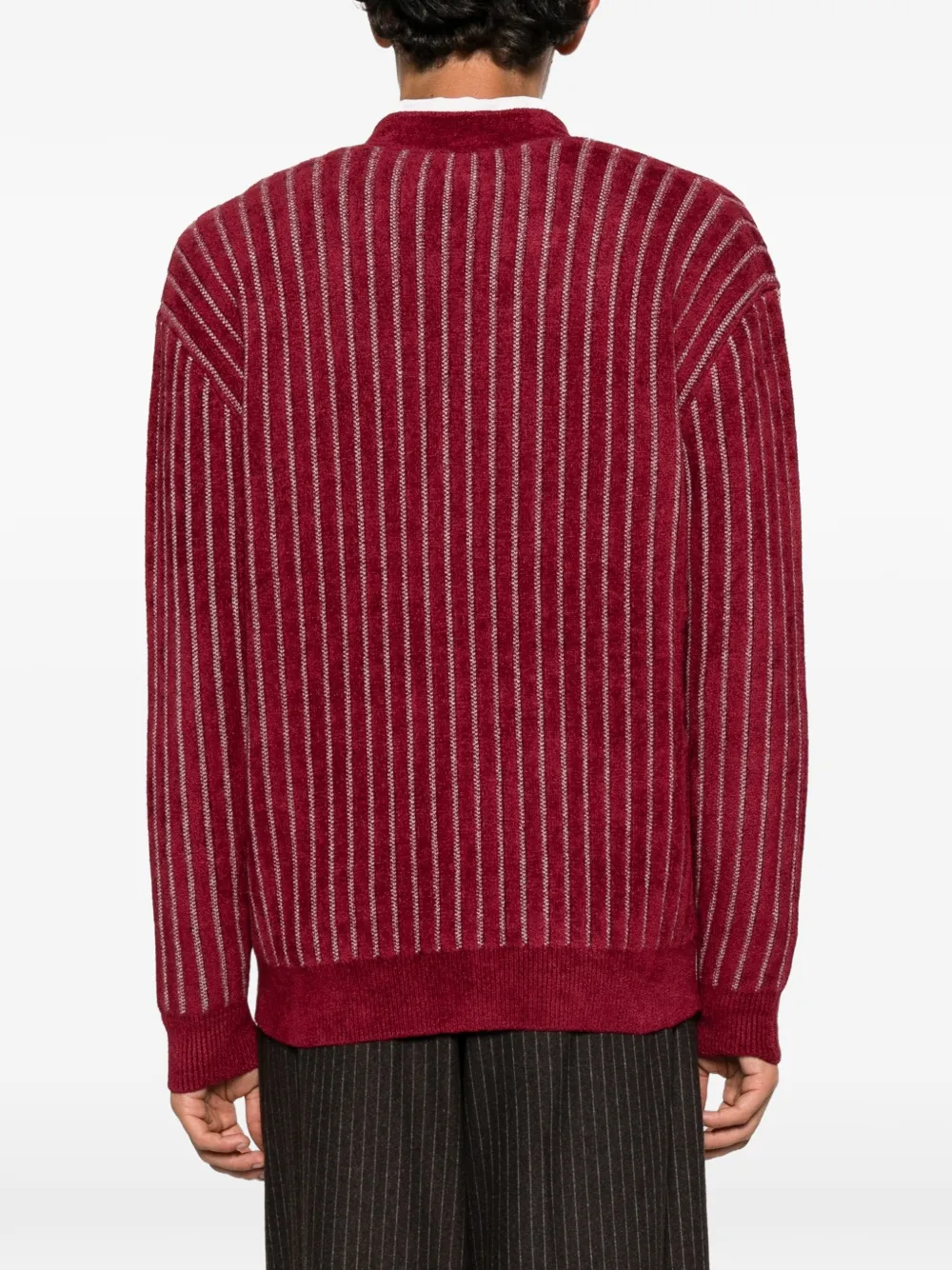 Drôle De Monsieur Gestreept vest met geborduurd logo Rood