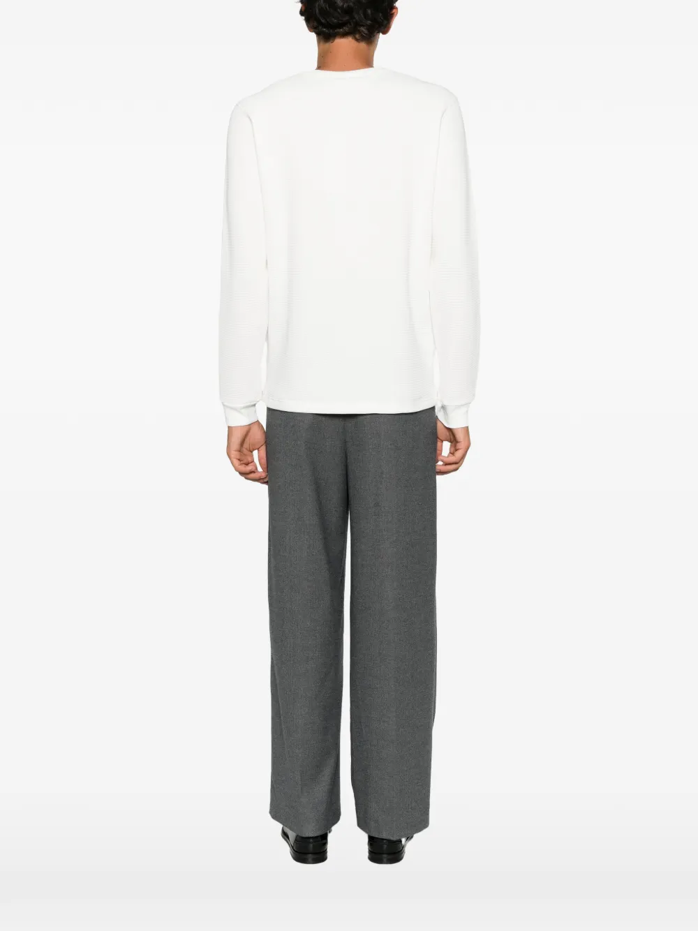 Drôle De Monsieur Mirror waffle-knit long-sleeve T-shirt Wit