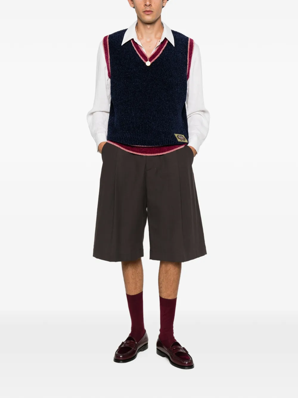 Drôle De Monsieur horse-patch V-neck vest Blauw