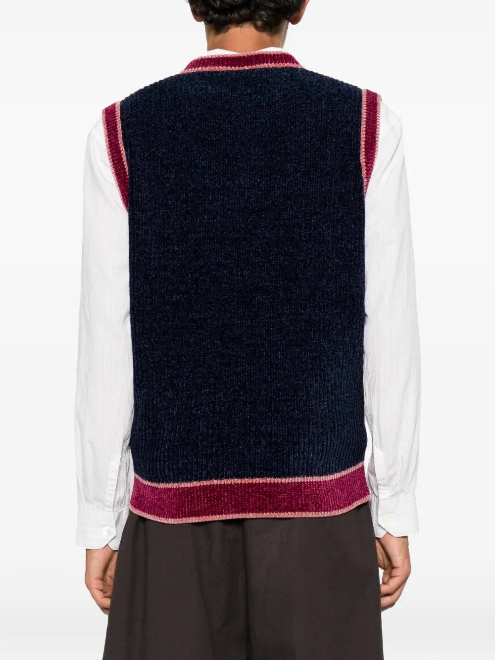 Drôle De Monsieur horse-patch V-neck vest Blauw