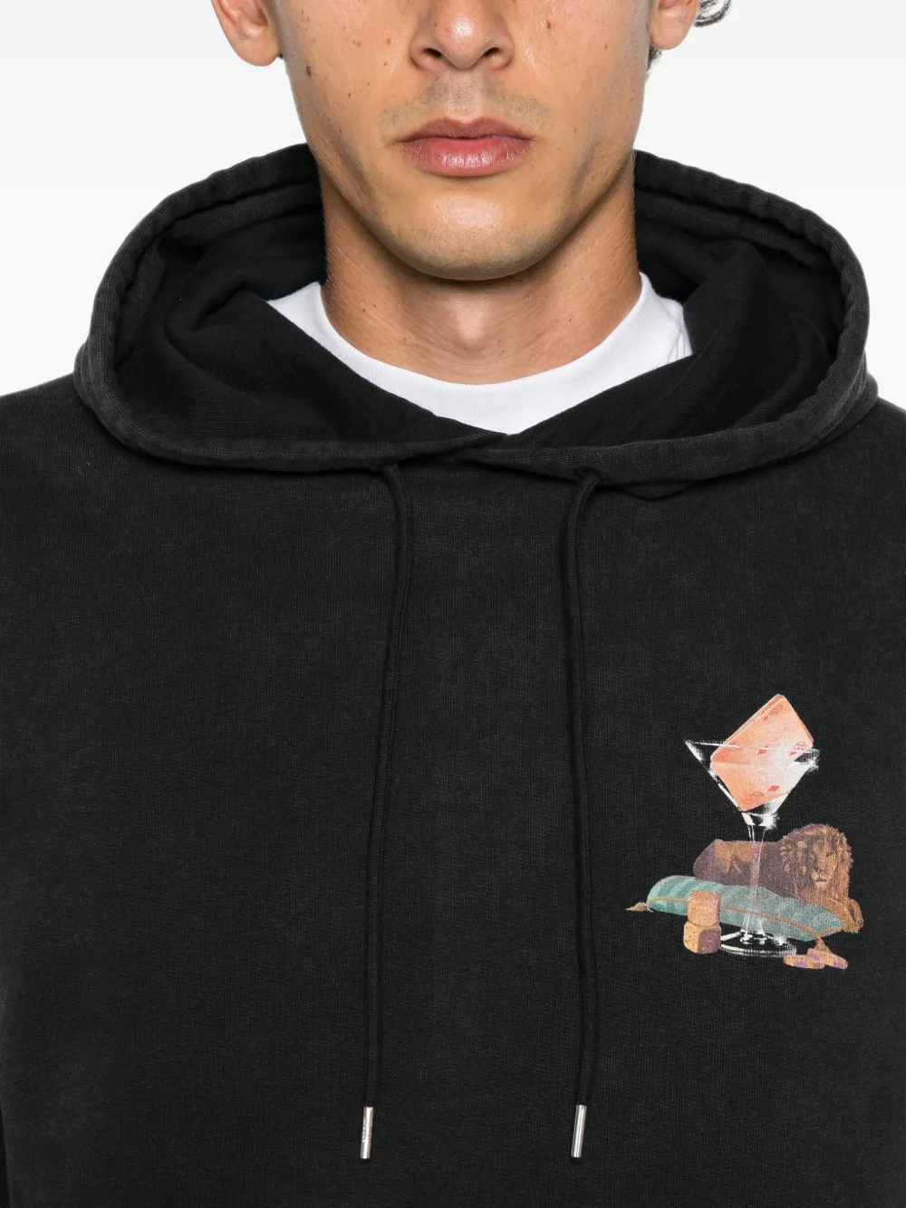 Drôle De Monsieur Glass Lion drawstring hoodie Zwart
