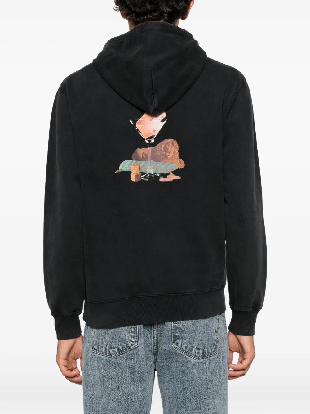 Drôle De Monsieur Glass Lion drawstring hoodie Zwart