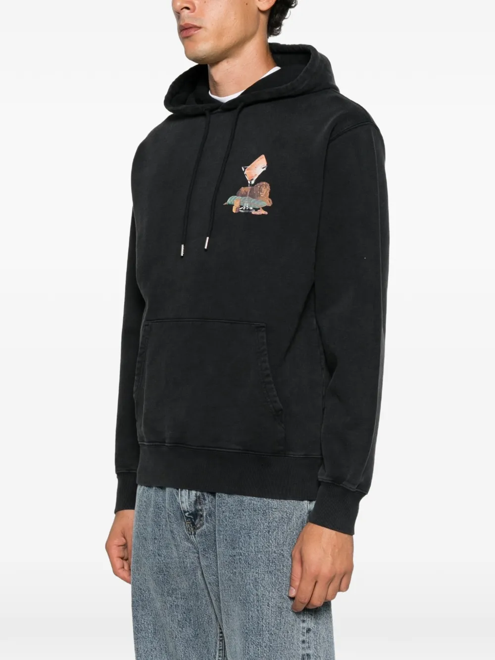 Drôle De Monsieur Glass Lion drawstring hoodie Zwart