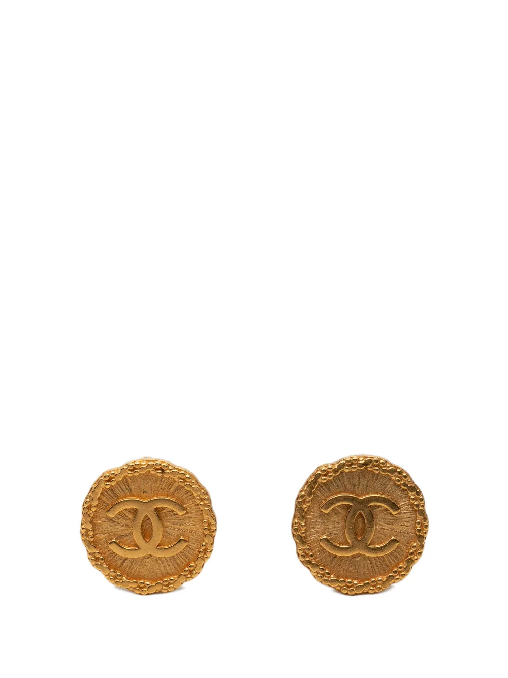 CHANEL Pre-Owned 1993 CC Gold Plated Round Clip On Earrings costume earrings - Oro